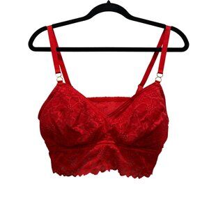 Aerie Red Lace Nylon XL Bralette Top With Adjustable Straps